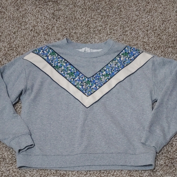 Anthropologie Maeve V-Striped Floral Sweatshirt Size Small - Picture 2 of 8